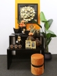 Wandobjekt "Golden Ginkgo" aus Holz + Glas
