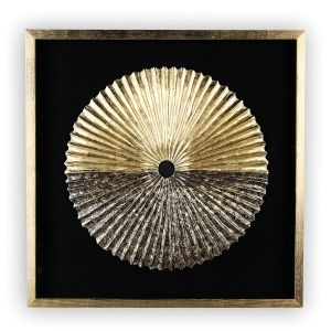 Wandobjekt "Plato - gold" aus Holz + Glas