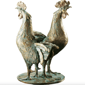 bronze-skulptur hahn nübold