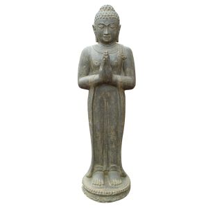 Stehender Steinbuddha Indischer Herkunft mit der Handhaltung Begrüßung 