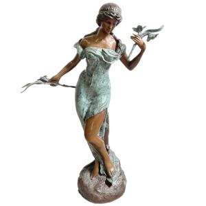 Bronzeskulptur "Frau mit Blume" als Wasserspeier