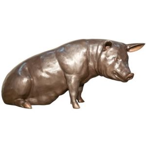 Bronzeskulptur "Hausschwein, sitzend"