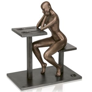 bronze-figur daniel giraud bronzeskulptur frau nachdenklich