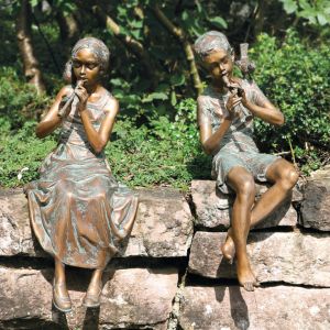 Edition Strassacker Bronzeskulptur "Kinder mit Flöte - Set" von Pawel Andryszewski - limitiert