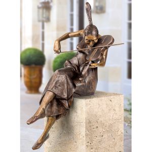 Edition Strassacker Bronzeskulptur "Mädchen mit Violine" von Rinaldo Bigi - limitiert auf 99 Stück