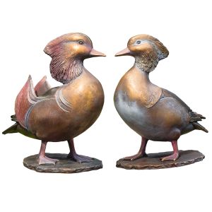 Edition Strassacker Bronzeskulptur "Mandarin-Entenpaar"