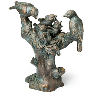 Edition Strassacker Bronzeskulptur "Vogelnest auf Baumstumpf"