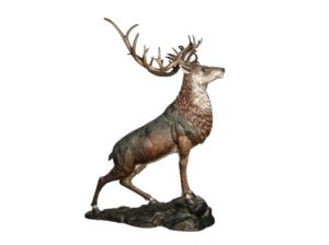 Bronzeskulptur Stehender Hirsch lebensgross