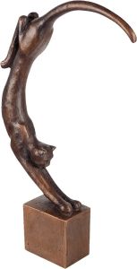 Bronzeskulptur Katzensprung auf Bronzesockel