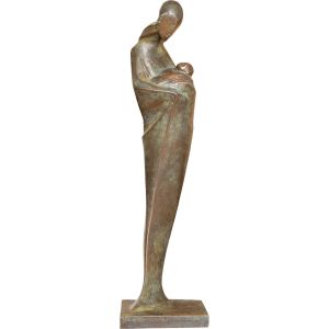 Bronzeskulptur Mutter mit Kind von Strassacker
