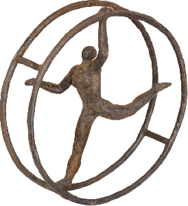Bronzeskulptur Frau im Rad von Strassacker