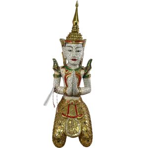 Frontansicht der Holzfigur "Tempelwächter aus Thailand"