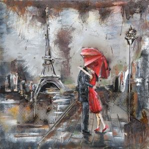 Metall - Wandbild "Love in Paris", klein