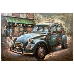 Metall - Wandbild "Citroen 2CV Ente in Paris"