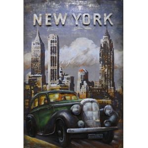 Metall - Wandbild "Oldtimer in New York"