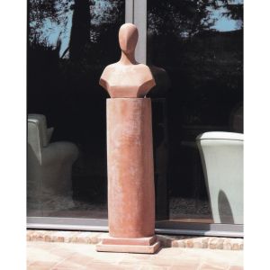 TonStudio Terrakotta Skulptur Büste mit Säule
