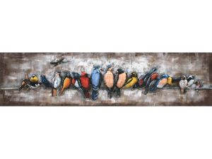 Metall - Wandbild Vögel auf einer Stromleitung 