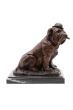 Bronzeskulptur Sitzende Bulldogge mit Hut und Zigarre auf Marmorsockel 