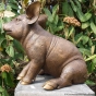 Bronzeskulptur Hausschwein von der linken Seite 