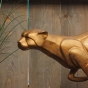 Bronzeskulptur Kopf vom Jaguar im Wohnzimmer