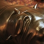 Bronzeskulptur Halsband von der Stehenden Bulldogge