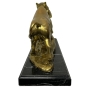Seitenansicht Bronzefigur "Bulle und Bär" in Gold