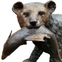 Bronzeskulptur "Bär mit Fisch" als Wasserspeier