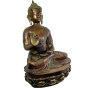 Schräge Frontansicht der Bronzeskulptur "Sitzender Buddha"