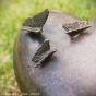 Schmetterlinge auf Bronze Urne