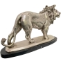 Bronzeskulptur "Silberner Löwe" auf Marmorsockel