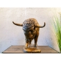 Bronzeskulptur "Bison auf Bronzeplatte"
