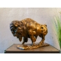 Bronzeskulptur "Bison auf Bronzeplatte"