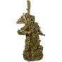 Seitenansicht der Bronzeskulptur "Guan Yu, chinesischer Krieger"