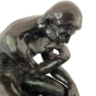 Bronzeskulptur "Der Denker von Auguste Rodin", antik-grün auf Marmor