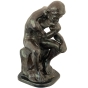 Bronzeskulptur "Der Denker von Auguste Rodin", antik-grün auf Marmor