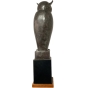 Bronzefigur "Abstrakte Eule auf Marmorsockel"