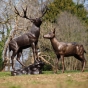 Bronzeskulptur "Stehender Zwölfender-Hirsch auf Sockel"
