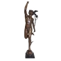 Bronzeskulptur "Merkur / Hermes mit Äsculapstab" auf Bronzesockel