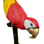 Bronzeskulptur "Papagei auf Ast, rot-gelb-blau"