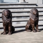 Bronzeskulptur "Zwei sitzende Portallöwen"
