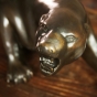 Detail Kopf Bronzefigur Jaguar