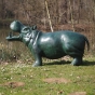 Bronzeskulptur "Lebensgroßes Nilpferd" als Wasserspeier
