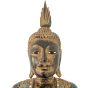 Buddhafigur aus Holz in Schwarz/Türkis/Gold, 99cm