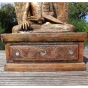 Sitzender Buddha auf Thron - Holz