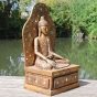 Sitzender Buddha auf Thron - Holz