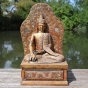 Sitzender Buddha auf Thron - Holz