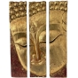 Holz - Wandbild "Buddha-Kopf" als Relief / Triptychon