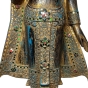 Buddhafigur aus Holz in Schwarz/Türkis/Gold, stehend 104cm