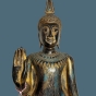 Nahaufnahme des Holzbuddha blau