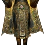 Buddhafigur aus Holz in Schwarz/Türkis/Gold, 106cm